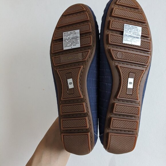 Suede Alligator Blue Moccasins - Picture 2 of 3